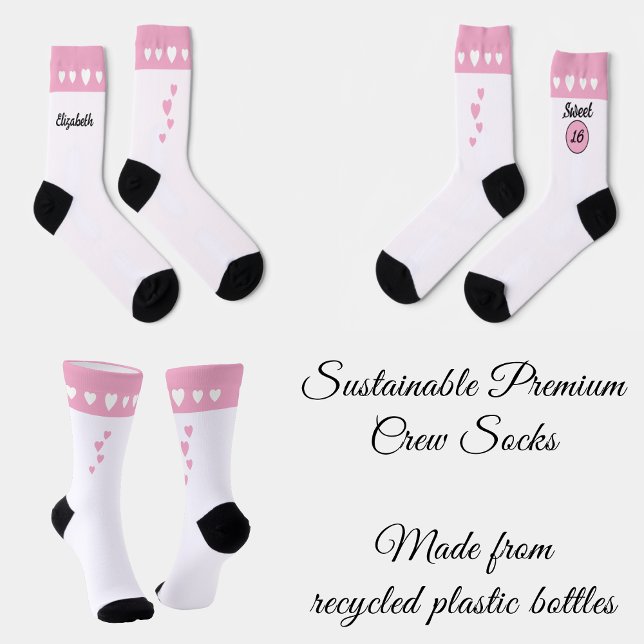 Sweet 16 name pink birthday socks (Creator Uploaded)