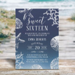 Sweet 16 Navy Blue Ombre Beach Starfish Seashells Invitation<br><div class="desc">Elegant Navy Blue Beach Coral Reef Starfish Sweet 16 Birthday Invitations.</div>