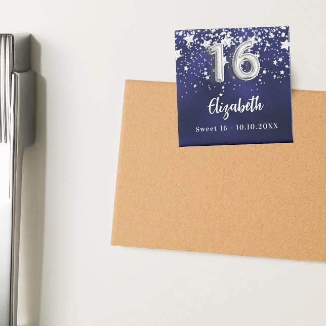 Sweet 16 navy blue silver stars magnet (Creator Uploaded)