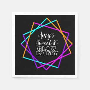 Sweet 16 Neon Glow In The Dark Bars Birthday   Napkin