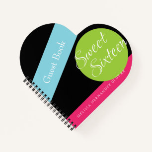Sweet 16 Neon Glow In The Dark Geometric Guest Notebook