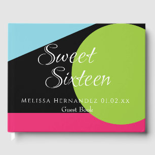 Sweet 16 Neon Glow In The Dark Party Geometric Guest Book