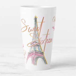 Sweet 16 Ooh La La Paris Eiffel Tower Personalised Latte Mug