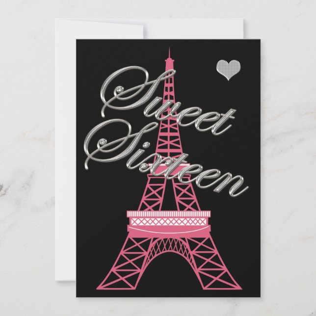 Sweet 16 Paris Eiffel Tower Birthday Invitation (Front)