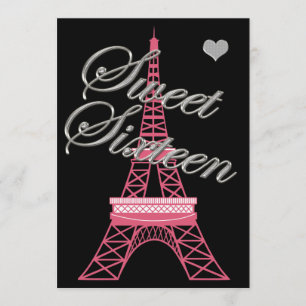 Sweet 16 Paris Eiffel Tower Birthday Invitation