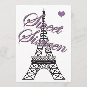 Sweet 16 Paris Eiffel Tower Birthday Invitation