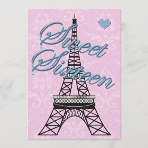 Sweet 16 Paris Eiffel Tower Birthday Invitation