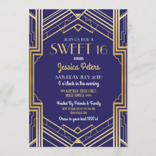 Sweet 16 Party Birthday Gatsby Art Deco Invite