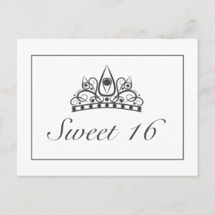 Sweet 16 Party Crown Announcement Invitation Postcard