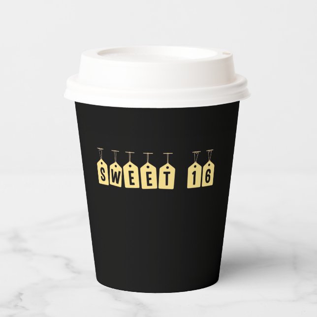 Sweet 16 Party Fan Paper Cups (Front)