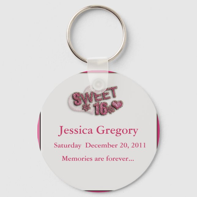 Sweet 16 Party Favours Key Ring (Front)