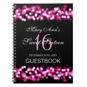 Sweet 16 Party Guestbook Hollywood Glam Pink Notebook