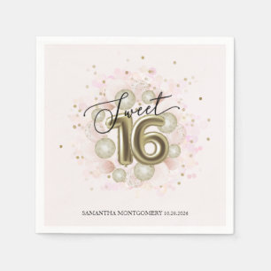 Sweet 16 Party Pink Gold Confetti Napkin