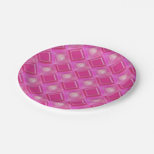 Sweet 16 Party, Pink Paper Plates (Angled)