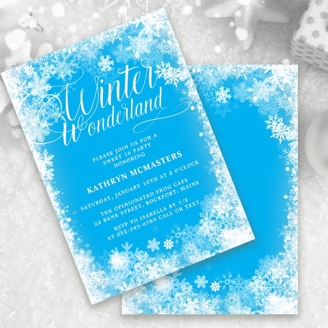 Sweet 16 Party Winter Wonderland Snowflake Invitation (Creator Uploaded)