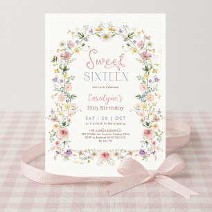Sweet 16 Pastel Floral Meadow Birthday Party Invitation
