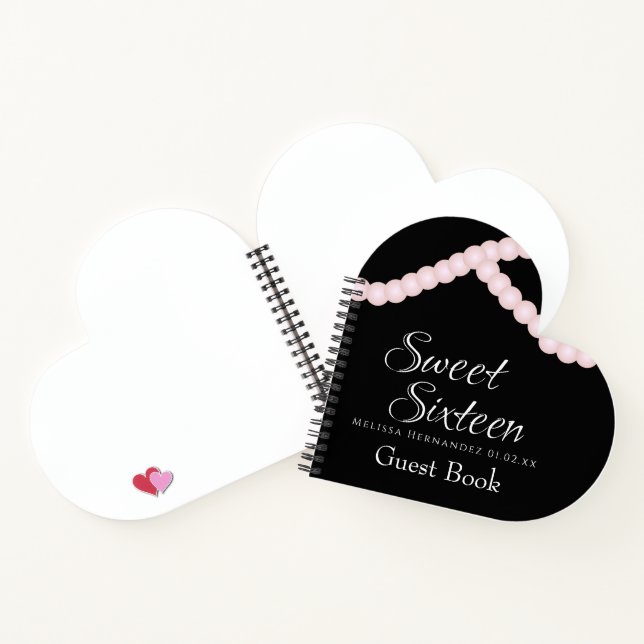 Sweet 16 Pearl Strands Guest Heart Notebook (Inside)