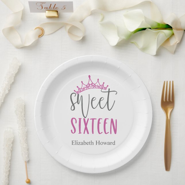 Sweet 16 Personalised Paper Plate (Wedding)