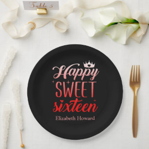 Sweet 16 Personalised Paper Plate