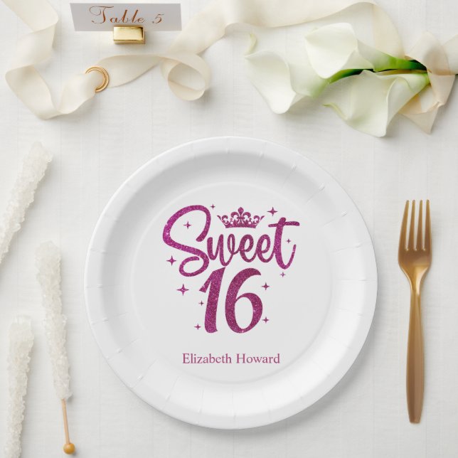 Sweet 16 Personalised Paper Plate (Wedding)