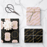 Sweet 16 Personalised Photo Name Pink Black Wrapping Paper Sheet<br><div class="desc">Create a set of gift wrapping paper sheets for the Sweet 16 birthday girl by adding her photo inside the circles on this unique 16th birthday gift wrap design template in rose gold pink typography inside an elegant bracket shape that reads "Happy Sweet 16" with their name printed below in...</div>