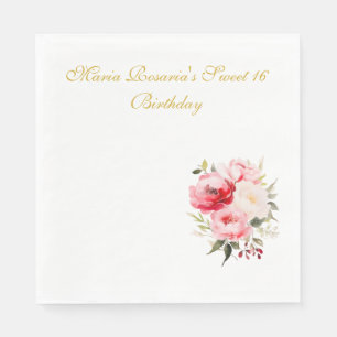 Sweet 16 Personalized Floral Tableware Napkin