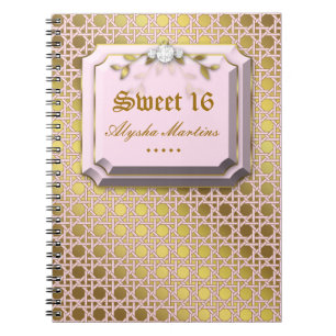 Sweet 16 Photo Album Lattice Leaves Pink Jewel Notebook