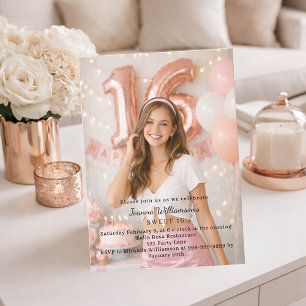 Sweet 16 photo birthday invitation