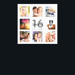 Sweet 16 photo collage white name canvas print<br><div class="desc">A unique 16th birthday gift or keepsake, celebrating her life with a collage of 8 of your photos. Add images of her family, friends, pets, hobbies or dream travel destination. Personalise and add a name, age 16 and a date. Grey and black coloured letters. A chic white background. This canvas...</div>