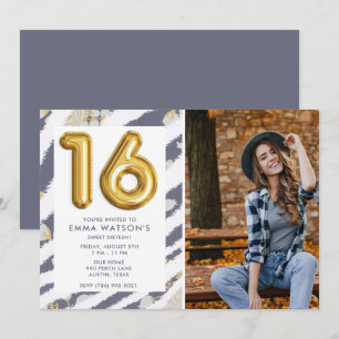 Sweet 16 Photo Sixteenth Birthday Party  Invitation