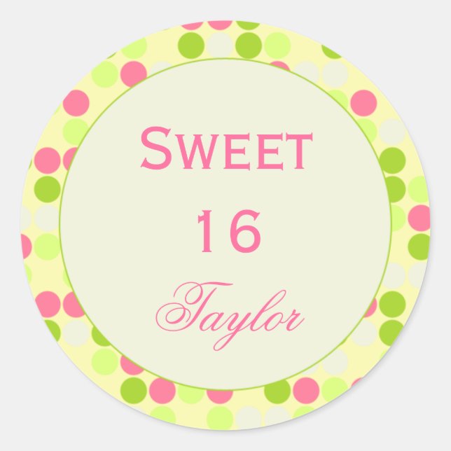 Sweet 16 Pink and Green Sticker (Front)