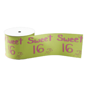 Sweet 16 Pink and Lime Grosgrain Ribbon