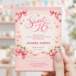 Sweet 16 Pink Birthday Party Card