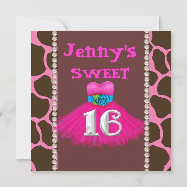 SWEET 16 PINK  Birthday Party Invitations (Front)
