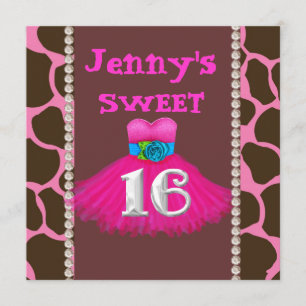 SWEET 16 PINK  Birthday Party Invitations