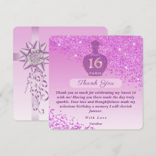 Sweet 16 Pink Blush Fragrance Studio Thank You Card