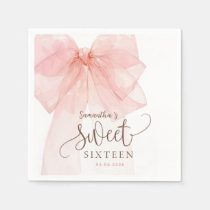 Sweet 16 Pink Bow Birthday party Napkin