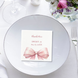 Sweet 16 pink bow elegant modern napkin