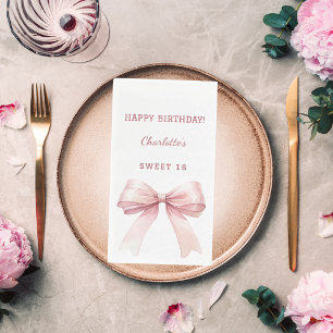 Sweet 16 pink bow white napkin