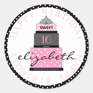 Sweet 16 Pink Cake Classic Round Sticker