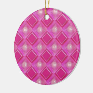 Sweet 16, Pink Diamonds Number Ceramic Tree Decoration