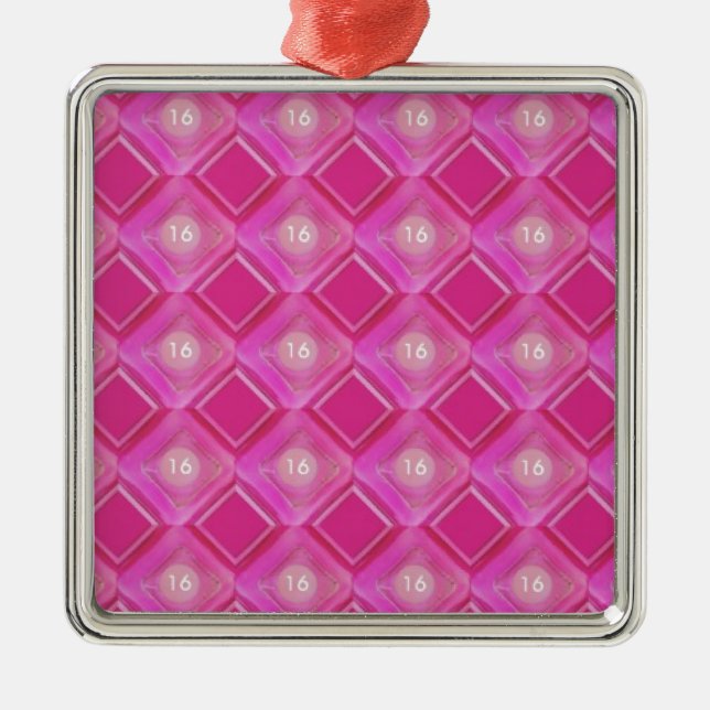 Sweet 16, Pink Diamonds Number Metal Tree Decoration (Front)