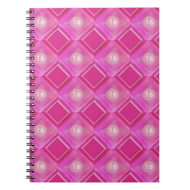 Sweet 16, Pink Diamonds Number Notebook (Front)