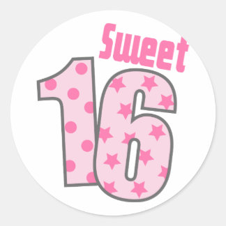 Sweet 16 (Pink Dots And Stars) Classic Round Sticker