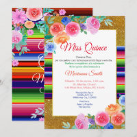 Sweet 16 Pink Floral Mexican Miss Quince Invite