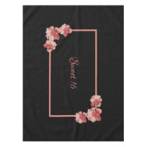 Sweet 16 pink floral on black