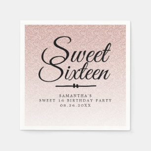 Sweet 16 Pink Glitter Ombre Custom 16th Birthday Napkin