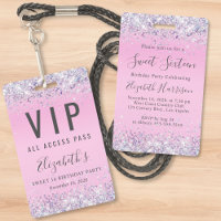 Sweet 16 Pink Glitter VIP Pass Birthday Party