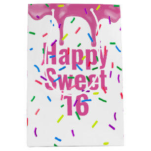 Sweet 16 Pink Icing and Sprinkles Medium Gift Bag