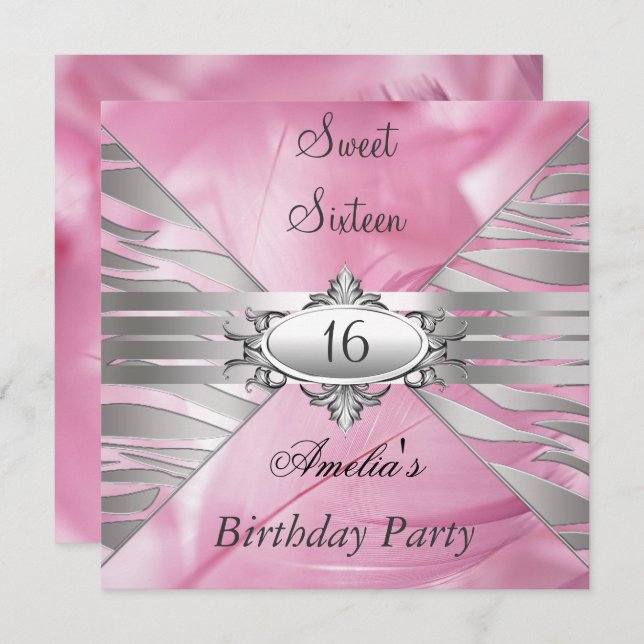 Sweet 16 Pink  Invitation (Front/Back)